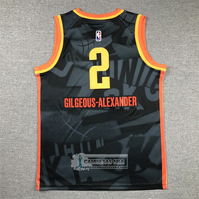 Camiseta Nino Oklahoma City Thunder Shai-Gilgeous Alexander NO 2 Ciudad 2023-24 Negro